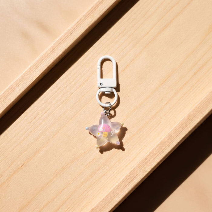 Wholesale Sparkling Resin Star Keychain Pink Cute Cloud Design Fashion Accessory Gift