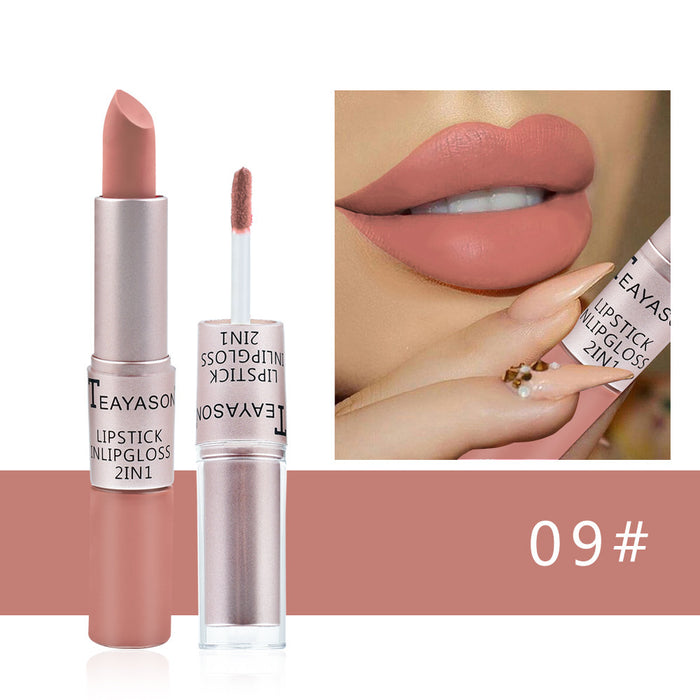 Wholesale Lipstick dual head non stick cup matte matte matte lip gloss 2-in-1 matte lipstick