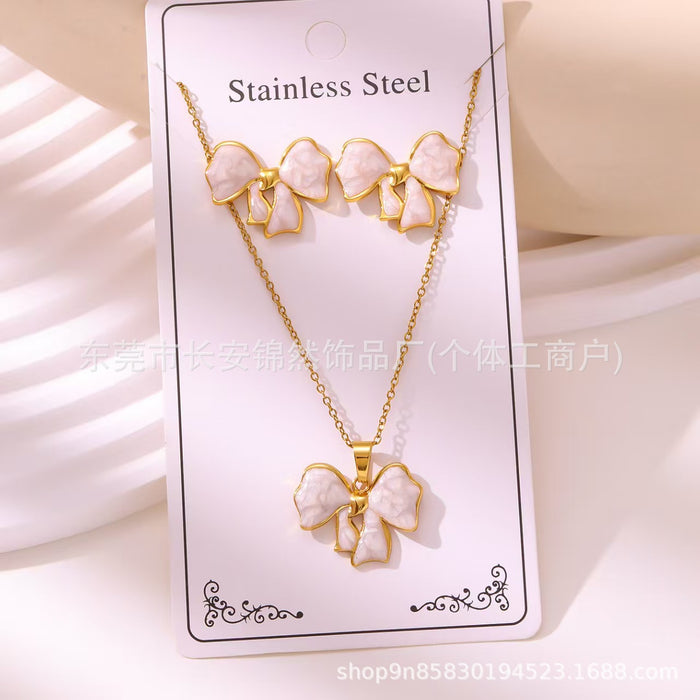 Wholesale 304 Stainless Steel Vacuum Plated Earrings and Necklace Set