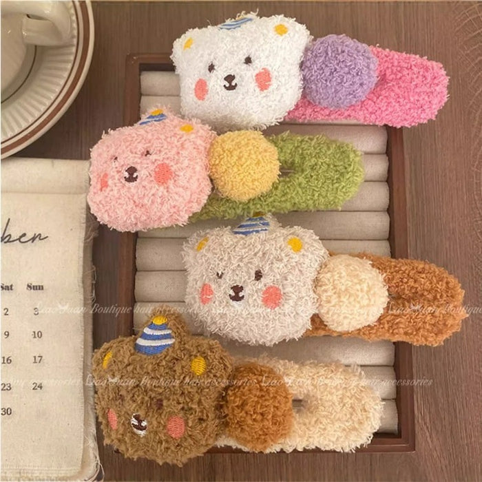 Wholesale  Plush Bear Cute Duckbill Clip Large Hairpin Headwear Back Head Girl Hairpin