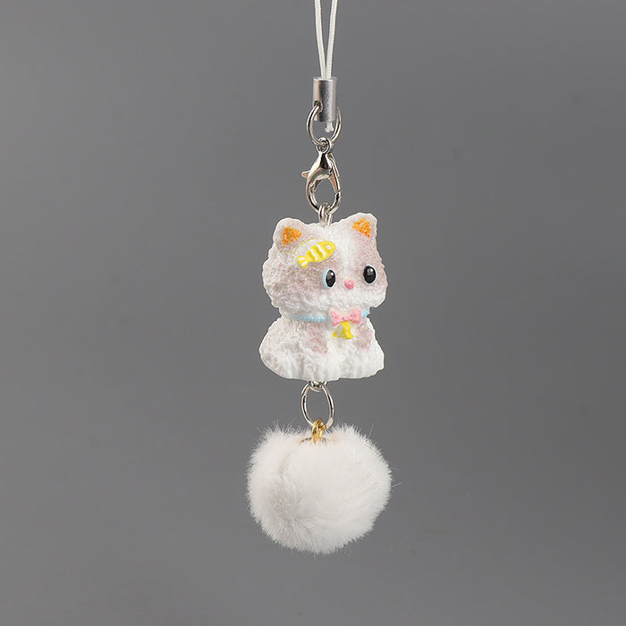 Wholesale Beaded Keychain with Pom-Pom Pendant