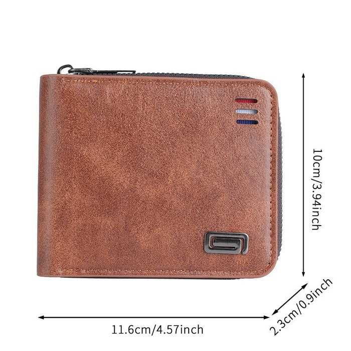 Wholesale Chic PU Leather Men' s Wallet with Retro Letter Print and Zipper Coin Pocket