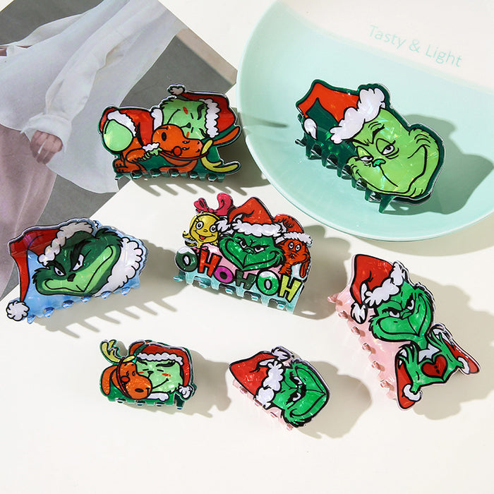 Wholesale Christmas PVC Hair Claw Clips Santa  Shark Cartoon Party Accessory Gift