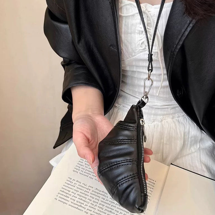 Wholesale Necklace Soft Leather Horn Bag Key Bag  Texture Mini Dumpling Bag Pendant Necklace