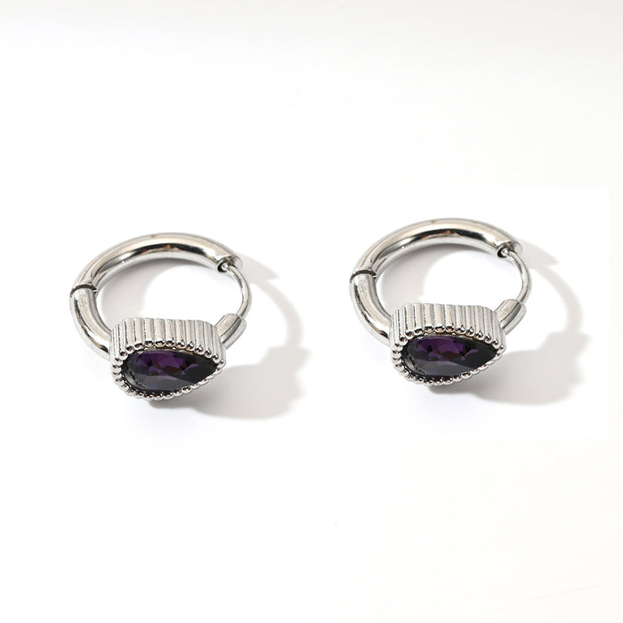 Wholesale Stainless steel heart-shaped earrings with niche temperament, fashionable personality, light luxury, heart studded diamond earrings wholesale