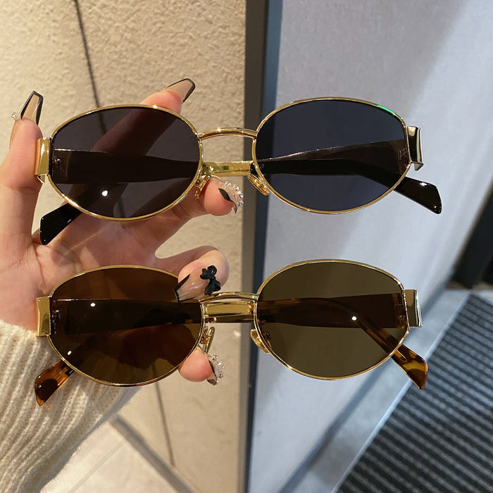 Wholesale Round frame sunglasses, high-end and fashionable, driving glasses, UV protection, photography sunglasses, decoration