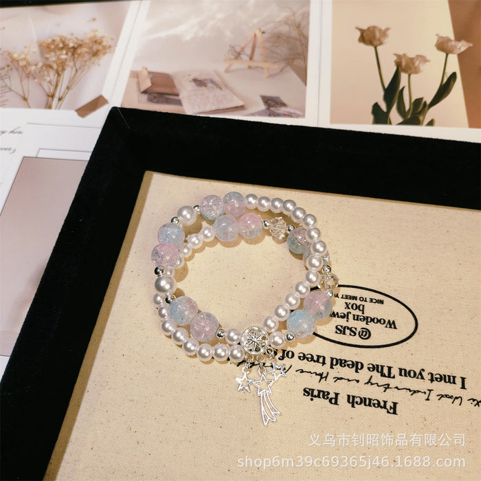 Wholesale Glass Bead Meteor Dreamcatcher Double Circle Bracelet Trendy Jewelry Accessory