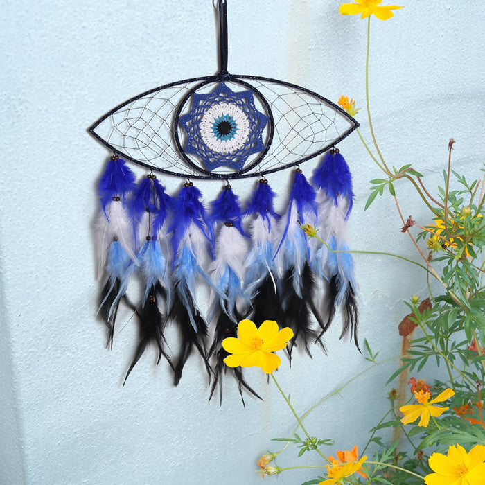 Wholesale Bohemian Evil Eye Dream Catcher Wall Decor Blue