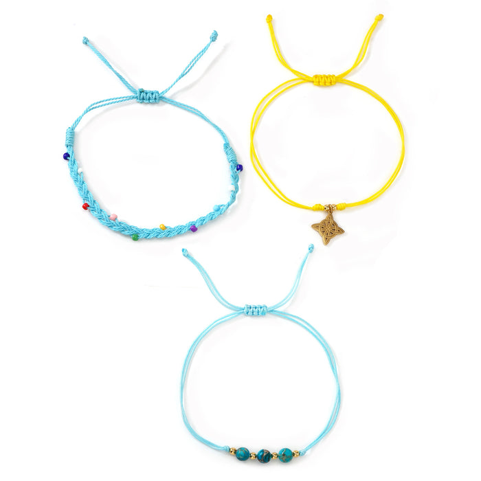Wholesale Summer Seaside Handmade Beaded Bracelet Set Turquoise Adjustable Cord Women S Fashion Gift