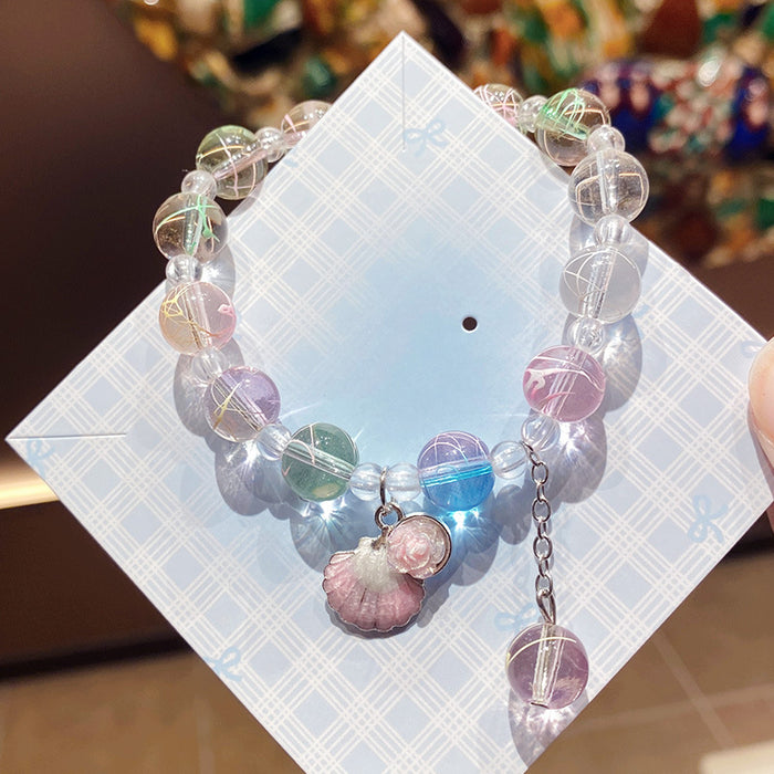 Wholesale Colorful Shell Flower Glass Beaded Bracelet - Kids Fashion Jewelry Accessory MOQ≥3
