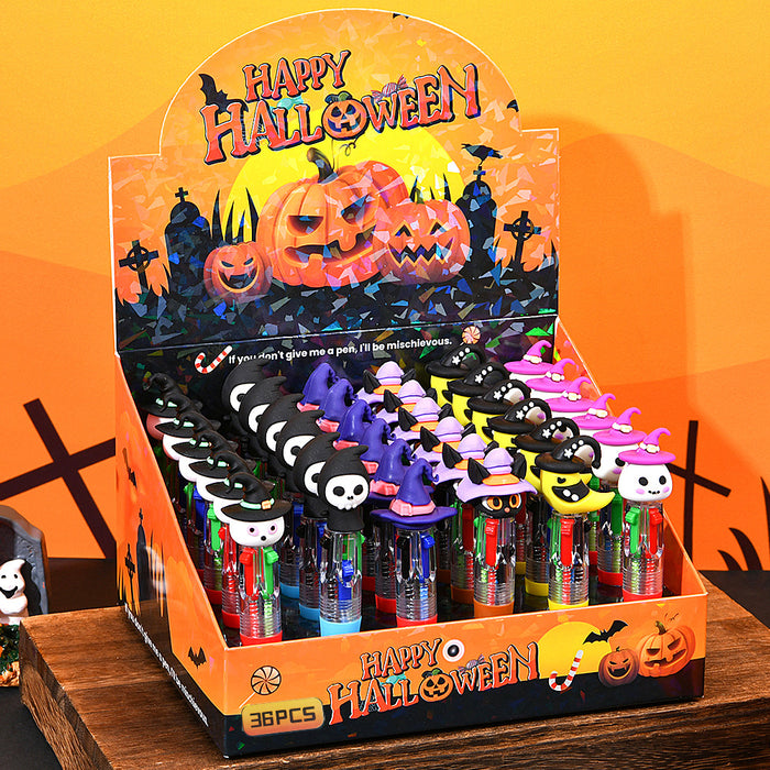 Wholesale 36pcs  four-color ballpoint pen mini cute cartoon series color pen student stationery gift pen