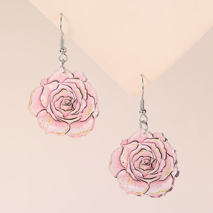 Wholesale New 2D Printed Board Flowers Mother's Day MOM Gift Earrings Women's Accessories