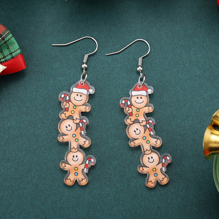 Wholesale Christmas candy cane,  Santa hat,  gingerbread man pendant earrings