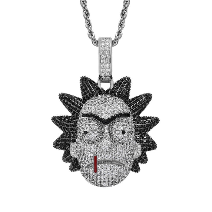 Wholesale cartoon Figure Micro-inlaid Hip-hop Necklace