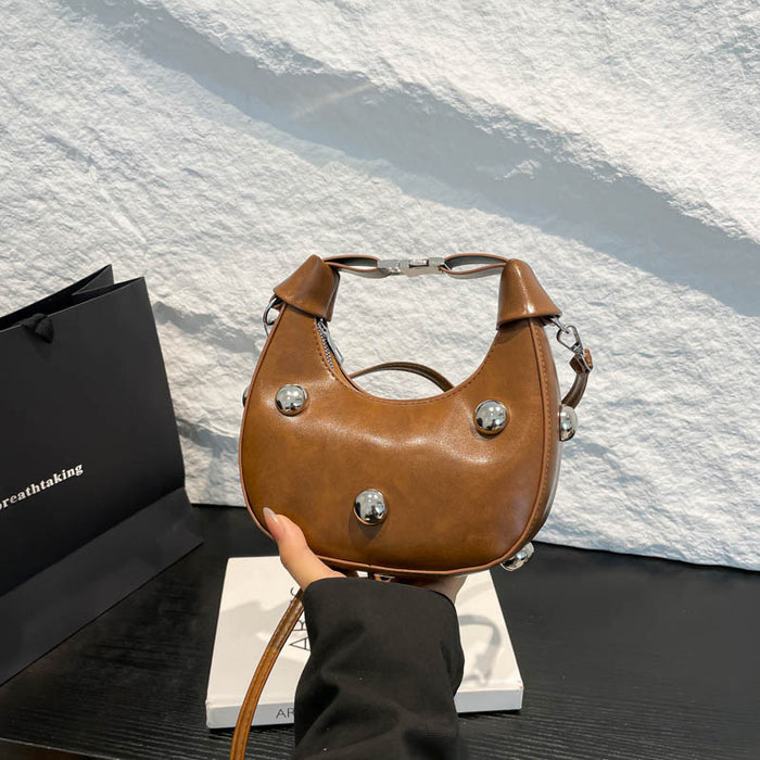 Wholesale Trendy Rivet Crescent Bag Street Fashion Small PU Crossbody