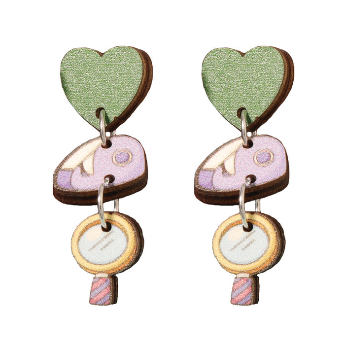 Wholesale  color printing connection long earrings niche all-match earrings