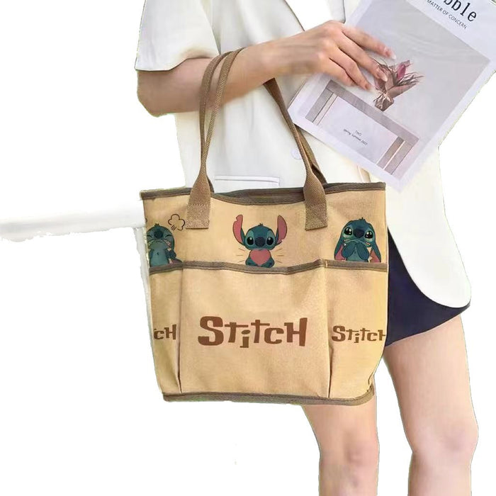 Wholesale Cartoon canvas bag for women's casual and versatile, hand-held for outdoor use, large capacity practical shoulder bag