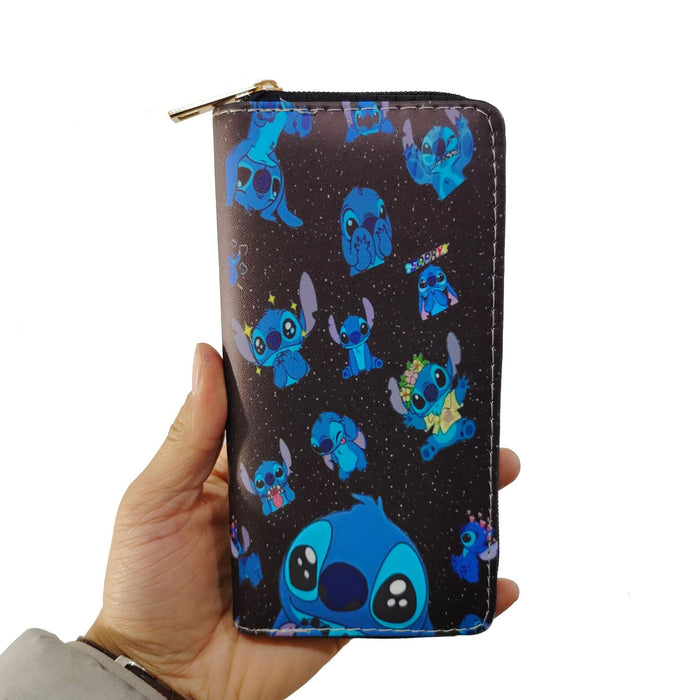 Wholesale Anime Cartoon Stitch PU Long Zipper Wallet 1928 Stitch Wallet Printed Clutch JDC-WT-DengX004