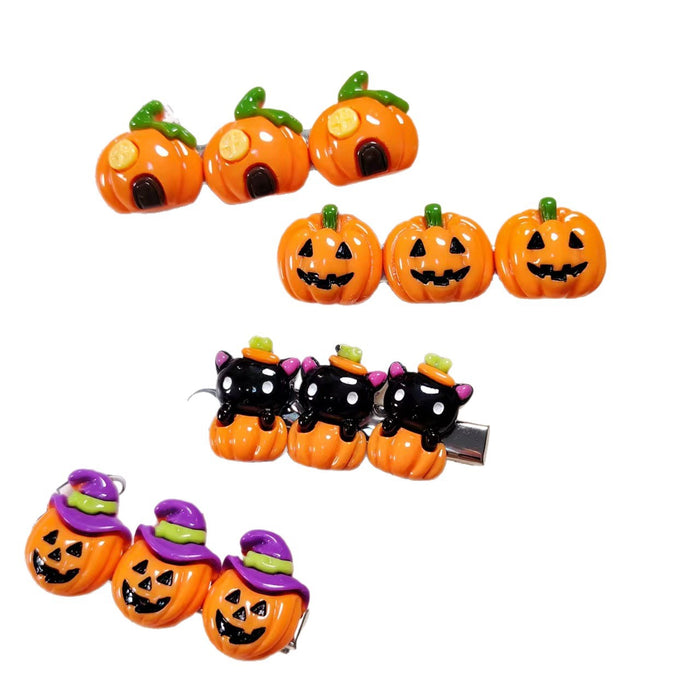 Wholesale Resin  Alligator Hair Clips Pumpkin Ghost Witch Hat For Kids Party
