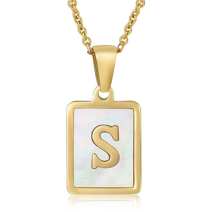 Wholesale Stainless Steel Three-dimensional Shell Letter Necklace JDC-NE-ZhongYao002