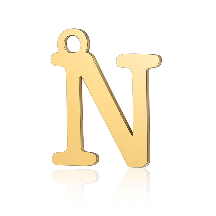 Wholesale 5 Pcs Titanium Steel Letter 26 Gold Capital English Letter Pendants JDC-PT-QZ001