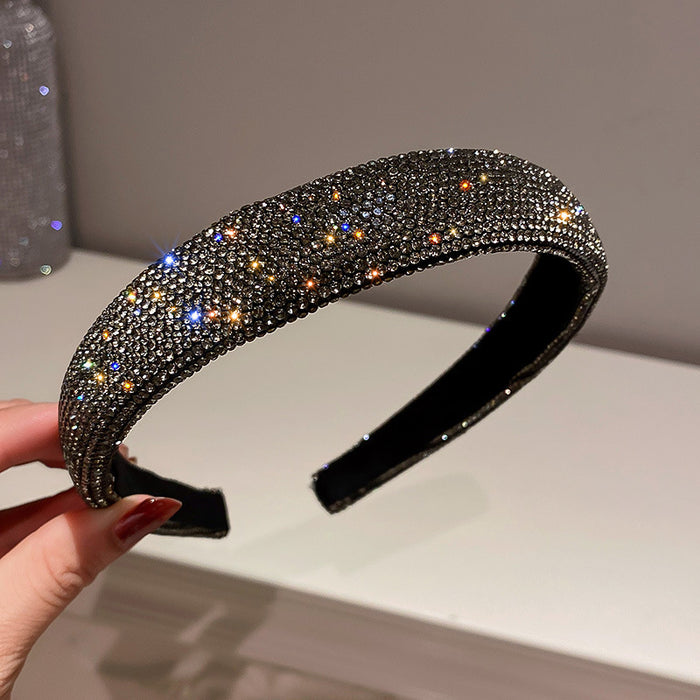 Wholesale Rhinestone Fabric Full Diamond Wide Brim Headband JDC-HD-BoYue002