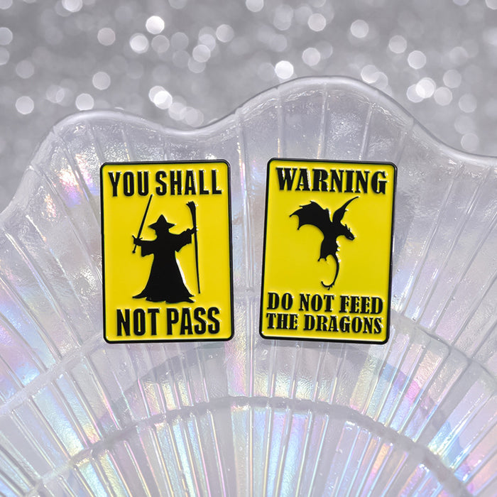 Wholesale Creative Magic Series Novelty Brooch Pin Chic Zinc Alloy Warning Sign Shape Fashion Accessory