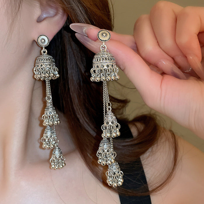 Wholesale metal wind chime tassel earrings high-end earrings for women