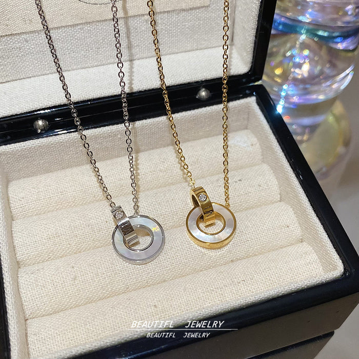 Wholesale Double-Ring Titanium Steel Necklace choker necklace