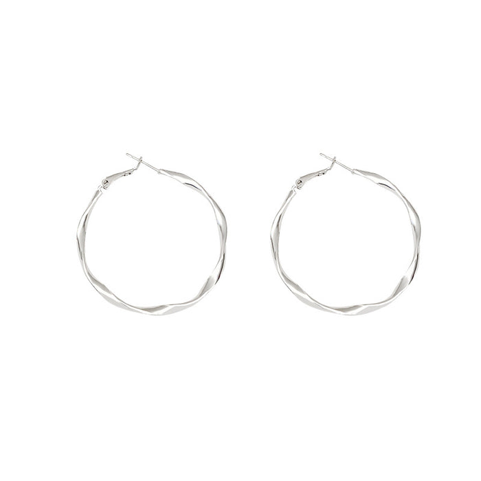 Wholesale 925 Silver Needle Round Face Slimming Look Large Circle Earrings Women's Earrings