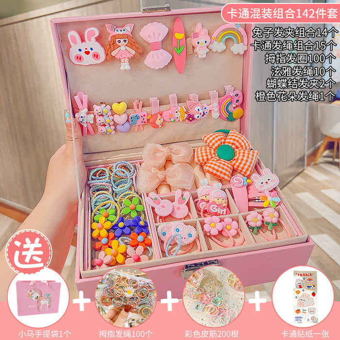 Wholesale Children' s New Headwear Girl Birthday Gift Jewelry Box Princess Girl Hair Accessories Set Gift Box Baby Hair Clip