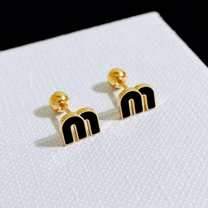 Wholesale Mini Stainless Steel Letter M Ear Bone Stud Earrings JDC-ES-Xuel002