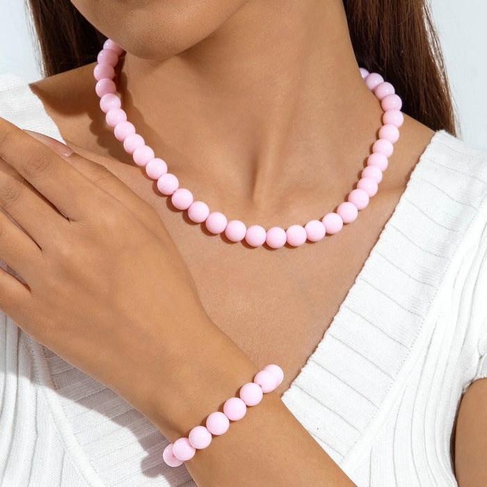 Wholesale Dopamine Candy Color Acrylic Beaded Necklace and Bracelet Set Jewelry Accessory MOQ≥5