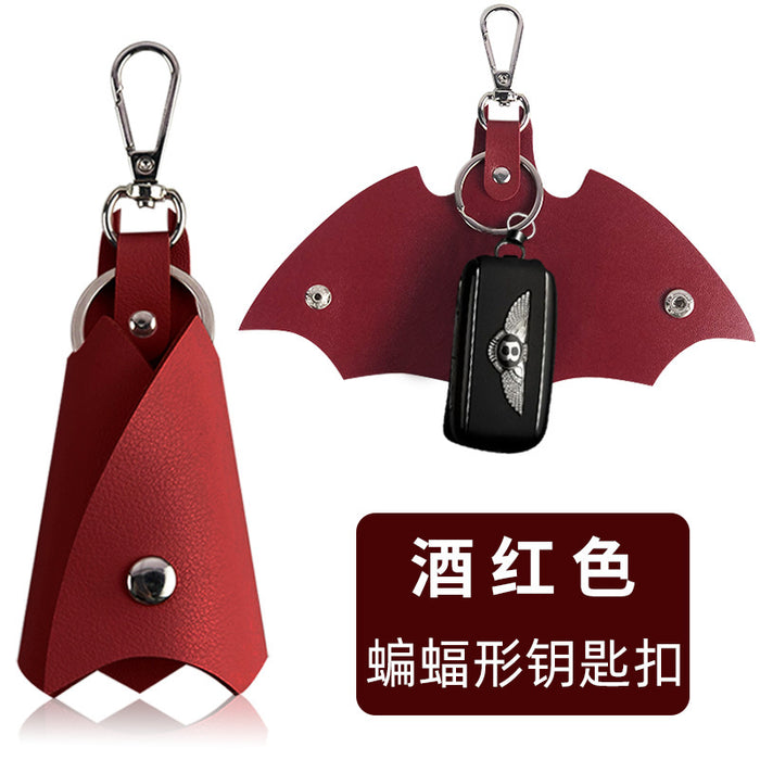 Wholesale Trendy Bat Shape PU Leather Car Keychain Key Ring Accessory For Men Women Gift