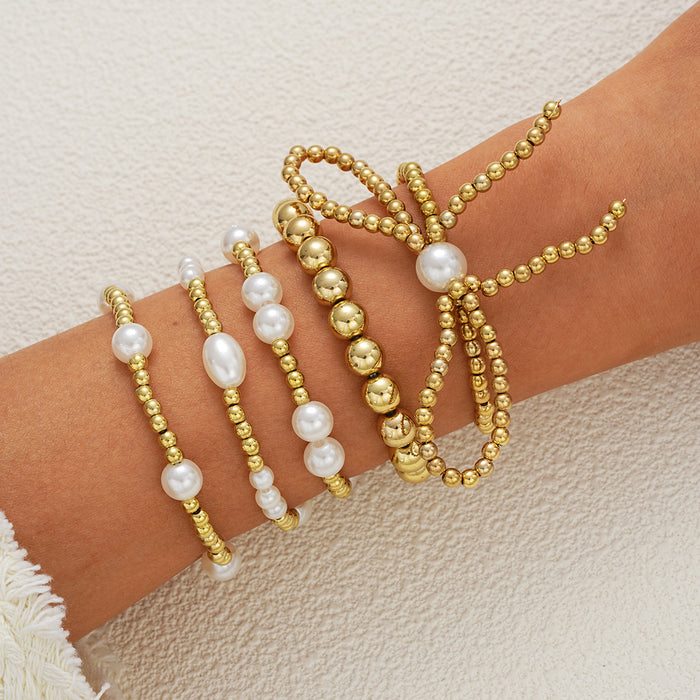 Wholesale CCB round pearl bow bracelet