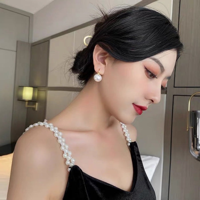 Wholesale Pearl earrings with retro temperament, simple and high-end texture for women, copper ear hooks for earrings