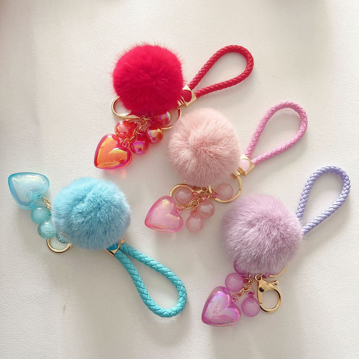 Wholesale Cute Acrylic Resin Beaded Love Fur Ball Keychain JDC-KC-ZhanLun008