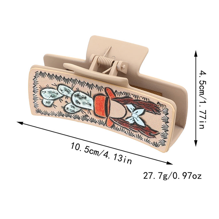 Wholesale Western Denim Wind Cactus Leather Women' s Hairpin Grab Clip Shark Clip