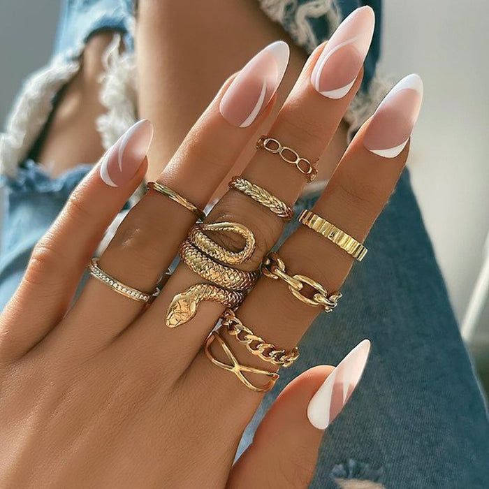 Wholesale Dark Retro Creative Spades a Card Ring Five-Piece Set Women' s Personalized Hand Accessories National Show Aliexpress Hot Selling