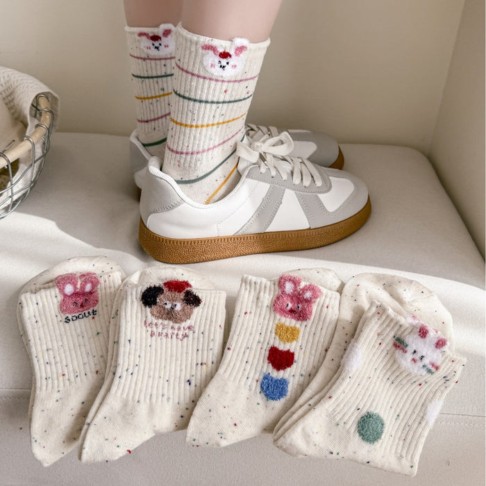 Wholesale New Socks Children's Cartoon Love Rabbit Dot Yarn Women's Middle Tube Cotton Socks