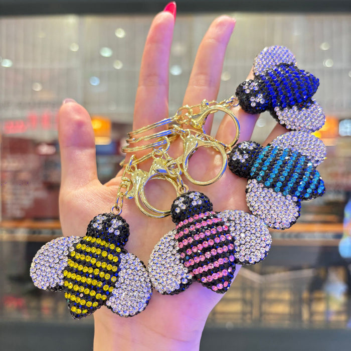 Wholesale 3D Rhinestone Bee Keychain For Women Party Bag Charm Decorative Accessory