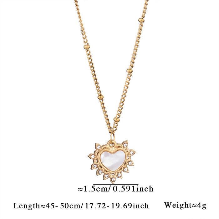 Wholesale Simple natural stone heart necklace versatile and high-end stainless steel necklace paired with blue pine tiger eye stone