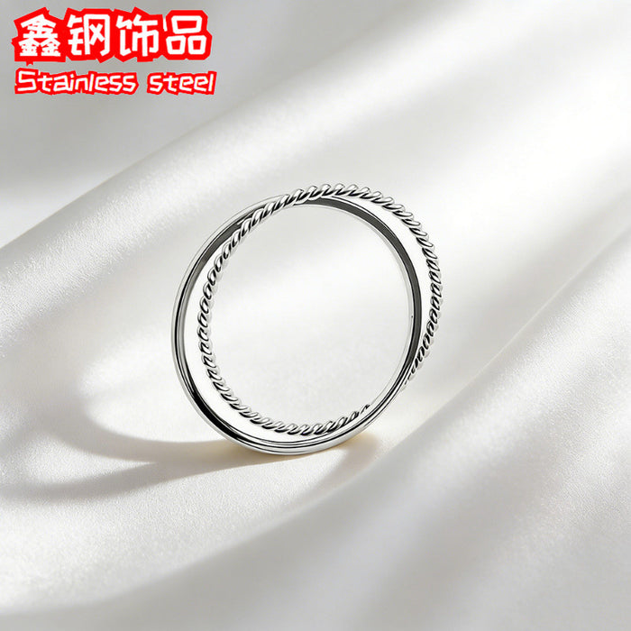Wholesale Titanium Steel Twist Rings Plain Double Ring