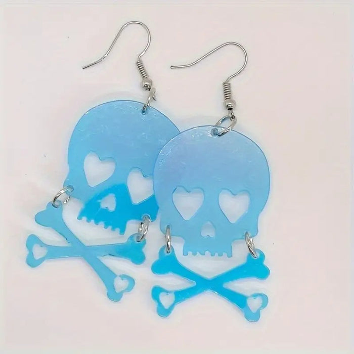 Wholesale Funny Explosive Head Skull Print Earrings Acrylic