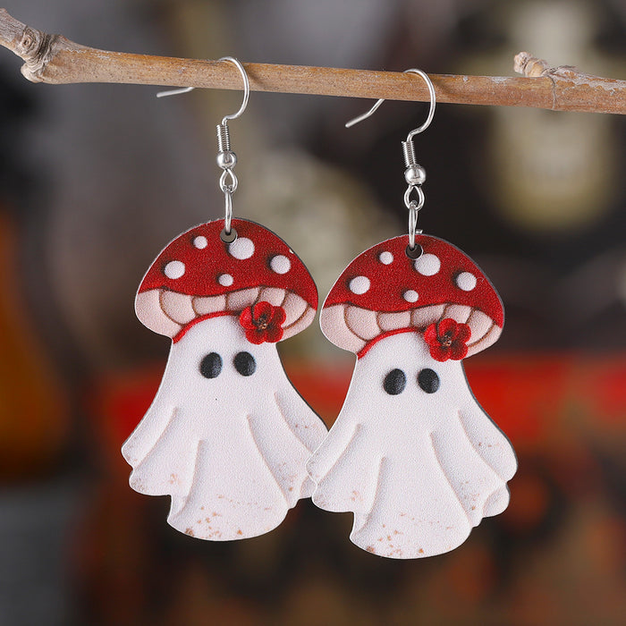 Wholesale  Cute Ghost Pendant Ear Wooden Gothic Double-sided Ear Jewelry