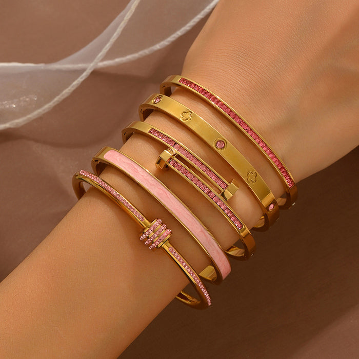 Wholesale Stainless Steel Diamond-Set Bracelet