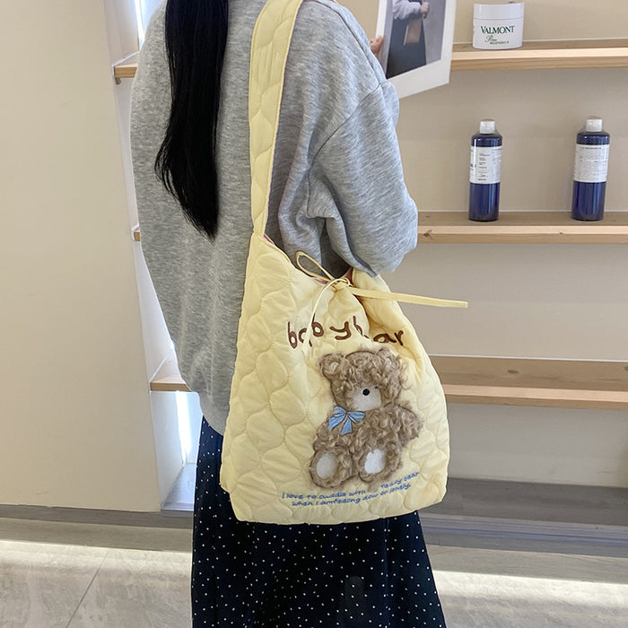 Wholesale Cute Cartoon Embroidery Shoulder Bag Autumn and Winter Large Capacity Tote Bag