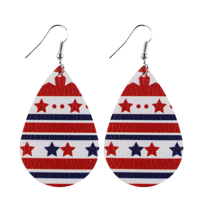 Wholesale Leather earrings with printed pentagram PU leather earrings and water droplet multi-layer earrings wholesale