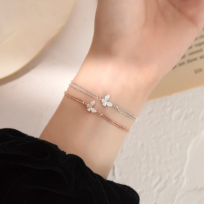 Wholesale S925 Sterling Silver New Butterfly Bracelet Diamond-encrusted Sterling Silver Accessories