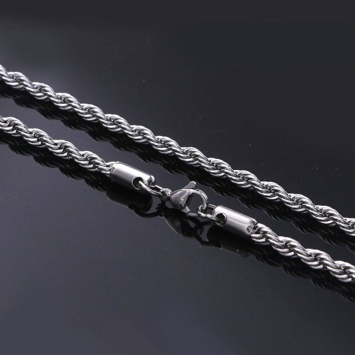 Wholesale Stainless steel square pearl necklace, titanium steel jewelry with chain, thick chain, men's snake bone chain, plain chain, simple